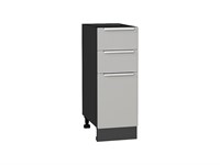 Шкаф нижний с 3-мя ящиками Фьюжн Graphite, Silky Light Grey, 300 В*Ш*Г 816*300*480, фасад МДФ  Silky Light Grey, корпус  Graphite ms2510VVT_66699