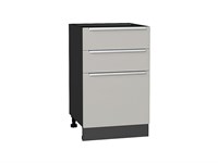 Шкаф нижний с 3-мя ящиками Фьюжн Graphite, Silky Light Grey, 500 В*Ш*Г 816*500*480, фасад МДФ  Silky Light Grey, корпус  Graphite ms2510VVT_66701