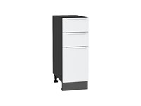 Шкаф нижний с 3-мя ящиками Фьюжн Graphite, Silky White, 300 В*Ш*Г 816*300*480, фасад МДФ  Silky White, корпус  Graphite ms2510VVT_52223