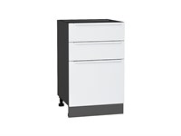 Шкаф нижний с 3-мя ящиками Фьюжн Graphite, Silky White, 500 В*Ш*Г 816*500*480, фасад МДФ  Silky White, корпус  Graphite ms2510VVT_52235