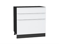 Шкаф нижний с 3-мя ящиками Фьюжн Graphite, Silky White, 800 В*Ш*Г 816*800*480, фасад МДФ  Silky White, корпус  Graphite ms2510VVT_52237