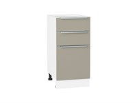 Шкаф нижний с 3-мя ящиками Фьюжн Белый, Silky Grey, 400 В*Ш*Г 816*400*480, фасад МДФ  Silky Grey, корпус  Белый ms2510VVT_52238