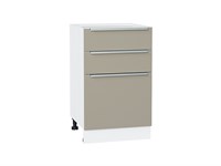Шкаф нижний с 3-мя ящиками Фьюжн Белый, Silky Grey, 500 В*Ш*Г 816*500*480, фасад МДФ  Silky Grey, корпус  Белый ms2510VVT_52242