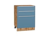 Шкаф нижний с 3-мя ящиками Фьюжн Дуб Вотан, Silky Blue, 600 В*Ш*Г 816*600*480, фасад МДФ  Silky Blue, корпус  Дуб Вотан ms2510VVT_61046