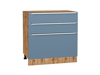 Шкаф нижний с 3-мя ящиками Фьюжн Дуб Вотан, Silky Blue, 800 В*Ш*Г 816*800*480, фасад МДФ  Silky Blue, корпус  Дуб Вотан ms2510VVT_61047