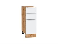 Шкаф нижний с 3-мя ящиками Фьюжн Дуб Вотан, Silky White, 300 В*Ш*Г 816*300*480, фасад МДФ  Silky White, корпус  Дуб Вотан ms2510VVT_61021