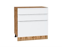Шкаф нижний с 3-мя ящиками Фьюжн Дуб Вотан, Silky White, 800 В*Ш*Г 816*800*480, фасад МДФ  Silky White, корпус  Дуб Вотан ms2510VVT_61031