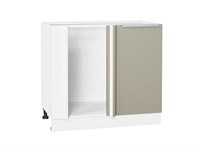 Шкаф нижний угловой Фьюжн Белый, Silky Grey В*Ш*Г 816*890*480, фасад МДФ  Silky Grey, корпус  Белый ms2510VVT_52281