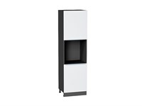 Шкаф пенал с 2-мя дверцами под технику Фьюжн Graphite, Silky White, 2140 В*Ш*Г 2132*600*576, фасад МДФ  Silky White, корпус  Graphite ms2510VVT_52304