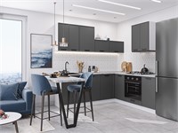 Кухонный гарнитур модульный Фрейм-03 В*Ш*Г 2140*2200/2000*600, фасад МДФ  Stormy Silk, корпус  Белый, столешница  Снежный мрамор ms2510VVT_70045