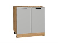 Шкаф нижний с 2-мя дверцами Фрейм Дуб Вотан, Grey Silk, 800 В*Ш*Г 816*800*484, фасад МДФ  Grey Silk, корпус  Дуб Вотан ms2510VVT_69148