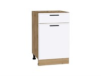 Шкаф нижний с 1-ой дверцей и ящиком Фрейм Дуб Вотан, White Silk, 500 В*Ш*Г 816*500*484, фасад МДФ  White Silk, корпус  Дуб Вотан ms2510VVT_66933
