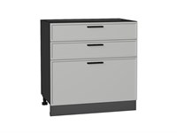 Шкаф нижний с 3-мя ящиками Фрейм Graphite, Grey Silk, 800 В*Ш*Г 816*800*484, фасад МДФ  Grey Silk, корпус  Graphite ms2510VVT_69171