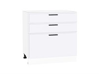 Шкаф нижний с 3-мя ящиками Фрейм Белый, White Silk, 800 В*Ш*Г 816*800*484, фасад МДФ  White Silk, корпус  Белый ms2510VVT_66974
