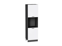 Шкаф пенал с 2-мя дверцами под технику Фрейм Graphite, White Silk, 2140 В*Ш*Г 2132*600*580, фасад МДФ  White Silk, корпус  Graphite ms2510VVT_66995
