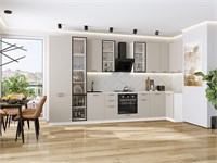 Кухонный гарнитур модульный Флэт-05 В*Ш*Г 2340*4000/1000*600, фасад ЛДСП  Cashmere In 2S, корпус  Белый, столешница  Пирит светлый ms2510VVT_79598