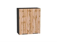 Шкаф верхний с 2-мя дверцами Флэт Graphite, Wotan Oak 2S, 720, 600 В*Ш*Г 716*600*318, фасад ЛДСП  Wotan Oak 2S, корпус  Graphite ms2510VVT_52640