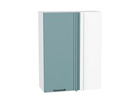 Шкаф верхний прямой угловой Флэт Белый, Grey-green In 2S, 920 В*Ш*Г 920*700*345, фасад ЛДСП  Grey-green In 2S, корпус  Белый ms2510VVT_60275
