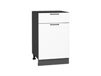 Шкаф нижний с 1-ой дверцей и ящиком Флэт Graphite, White In 2S, 500 В*Ш*Г 816*500*478, фасад ЛДСП  White In 2S, корпус  Graphite ms2510VVT_55687