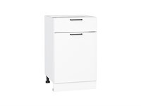 Шкаф нижний с 1-ой дверцей и ящиком Флэт Белый, White In 2S, 500 В*Ш*Г 816*500*478, фасад ЛДСП  White In 2S, корпус  Белый ms2510VVT_55684