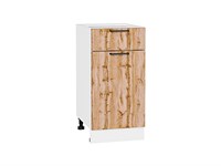 Шкаф нижний с 1-ой дверцей и ящиком Флэт Белый, Wotan Oak 2S, 400 В*Ш*Г 816*400*478, фасад ЛДСП  Wotan Oak 2S, корпус  Белый ms2510VVT_52681