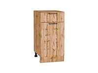 Шкаф нижний с 1-ой дверцей и ящиком Флэт Дуб Вотан, Wotan Oak 2S, 400 В*Ш*Г 816*400*478, фасад ЛДСП  Wotan Oak 2S, корпус  Дуб Вотан ms2510VVT_62525
