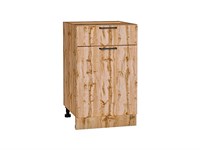 Шкаф нижний с 1-ой дверцей и ящиком Флэт Дуб Вотан, Wotan Oak 2S, 500 В*Ш*Г 816*500*478, фасад ЛДСП  Wotan Oak 2S, корпус  Дуб Вотан ms2510VVT_62526