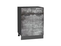 Шкаф нижний с 2-мя дверцами и ящиком Флэт Graphite, Temple Stone 2S, 600 В*Ш*Г 816*600*478, фасад ЛДСП  Temple Stone 2S, корпус  Graphite ms2510VVT_52719