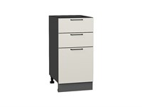 Шкаф нижний с 3-мя ящиками Флэт Graphite, Cashmere In 2S, 400 В*Ш*Г 816*400*478, фасад ЛДСП  Cashmere In 2S, корпус  Graphite ms2510VVT_55805
