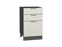 Шкаф нижний с 3-мя ящиками Флэт Graphite, Cashmere In 2S, 500 В*Ш*Г 816*500*478, фасад ЛДСП  Cashmere In 2S, корпус  Graphite ms2510VVT_55806