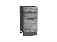Шкаф нижний с 3-мя ящиками Флэт Graphite, Temple Stone 2S, 400 В*Ш*Г 816*400*478, фасад ЛДСП  Temple Stone 2S, корпус  Graphite ms2510VVT_52744