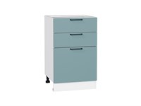 Шкаф нижний с 3-мя ящиками Флэт Белый, Grey-green In 2S, 500 В*Ш*Г 816*500*478, фасад ЛДСП  Grey-green In 2S, корпус  Белый ms2510VVT_56964