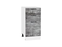 Шкаф нижний с 3-мя ящиками Флэт Белый, Temple Stone 2S, 400 В*Ш*Г 816*400*478, фасад ЛДСП  Temple Stone 2S, корпус  Белый ms2510VVT_52739