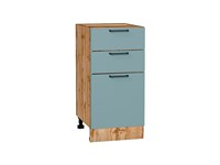 Шкаф нижний с 3-мя ящиками Флэт Дуб Вотан, Grey-green In 2S, 400 В*Ш*Г 816*400*478, фасад ЛДСП  Grey-green In 2S, корпус  Дуб Вотан ms2510VVT_62587