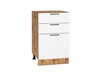 Шкаф нижний с 3-мя ящиками Флэт Дуб Вотан, White In 2S, 500 В*Ш*Г 816*500*478, фасад ЛДСП  White In 2S, корпус  Дуб Вотан ms2510VVT_62580
