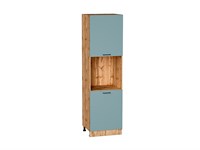 Шкаф пенал с 2-мя дверцами под технику Флэт Дуб Вотан, Grey-green In 2S, 2140 В*Ш*Г 2132*600*574, фасад ЛДСП  Grey-green In 2S, корпус  Дуб Вотан ms2510VVT_62623