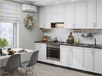 Кухонный гарнитур модульный Сканди-03 В*Ш*Г 2340*2600*600, фасад МДФ  White Softwood, корпус  Graphite, столешница  Мрамор черный ms2510VVT_56349