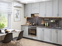 Кухонный гарнитур модульный Сканди-03 В*Ш*Г 2340*2600*600, фасад МДФ  Grey Softwood, корпус  Graphite, столешница  Мрамор черный ms2510VVT_24165
