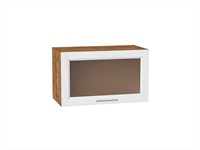 Шкаф верхний горизонтальный остекленный Сканди Дуб Вотан, White Softwood, 600 В*Ш*Г 358*600*320, фасад МДФ/Стекло  White Softwood, корпус  Дуб Вотан ms2510VVT_62845