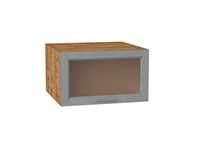 Шкаф верхний горизонтальный остекленный глубокий Сканди Дуб Вотан, Grey Softwood, 600 В*Ш*Г 358*600*576, фасад МДФ/Стекло  Grey Softwood, корпус  Дуб Вотан ms2510VVT_62833