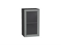 Шкаф верхний с 1-ой остекленной дверцей Сканди Graphite, Grey Softwood, 720, 400 В*Ш*Г 716*400*320, фасад МДФ/Стекло  Grey Softwood, корпус  Graphite ms2510VVT_41453