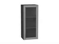 Шкаф верхний с 1-ой остекленной дверцей Сканди Graphite, Grey Softwood, 920, 400 В*Ш*Г 920*400*320, фасад МДФ/Стекло  Grey Softwood, корпус  Graphite ms2510VVT_41486