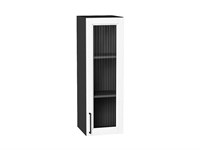 Шкаф верхний с 1-ой остекленной дверцей Сканди Graphite, White Silkwood, 920, 300 В*Ш*Г 920*300*320, фасад МДФ/Стекло  White Silkwood, корпус  Graphite ms2510VVT_70243