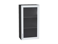 Шкаф верхний с 1-ой остекленной дверцей Сканди Graphite, White Softwood, 920, 500 В*Ш*Г 920*500*320, фасад МДФ/Стекло  White Softwood, корпус  Graphite ms2510VVT_56192