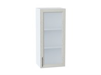 Шкаф верхний с 1-ой остекленной дверцей Сканди Белый, Cappuccino Softwood, 920, 400 В*Ш*Г 920*400*320, фасад МДФ/Стекло  Cappuccino Softwood, корпус  Белый ms2510VVT_41481