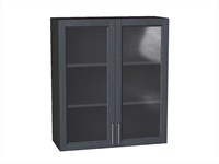 Шкаф верхний с 2-мя остекленными дверцами Сканди Graphite, Graphite Softwood, 920, 800 В*Ш*Г 920*800*320, фасад МДФ/Стекло  Graphite Softwood, корпус  Graphite ms2510VVT_41671