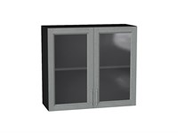 Шкаф верхний с 2-мя остекленными дверцами Сканди Graphite, Grey Softwood, 720, 800 В*Ш*Г 716*800*320, фасад МДФ/Стекло  Grey Softwood, корпус  Graphite ms2510VVT_41651