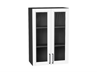 Шкаф верхний с 2-мя остекленными дверцами Сканди Graphite, White Silkwood, 920, 600 В*Ш*Г 920*600*320, фасад МДФ/Стекло  White Silkwood, корпус  Graphite ms2510VVT_70226