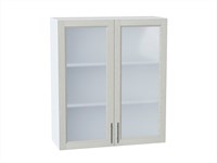 Шкаф верхний с 2-мя остекленными дверцами Сканди Белый, Cappuccino Softwood, 920, 800 В*Ш*Г 920*800*320, фасад МДФ/Стекло  Cappuccino Softwood, корпус  Белый ms2510VVT_41668