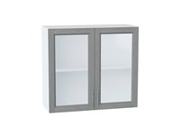 Шкаф верхний с 2-мя остекленными дверцами Сканди Белый, Grey Softwood, 720, 800 В*Ш*Г 716*800*320, фасад МДФ/Стекло  Grey Softwood, корпус  Белый ms2510VVT_41650